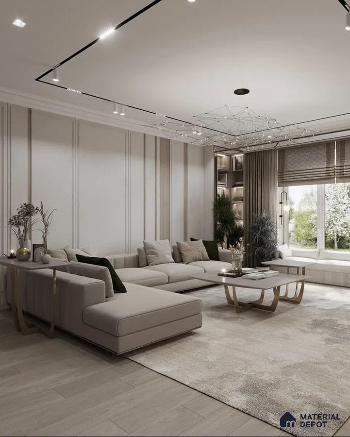 A room filled with lots of windows and plants on the wall next to it in front of a window sill of a window sill and lamp on top of it that leads to a window sill of a